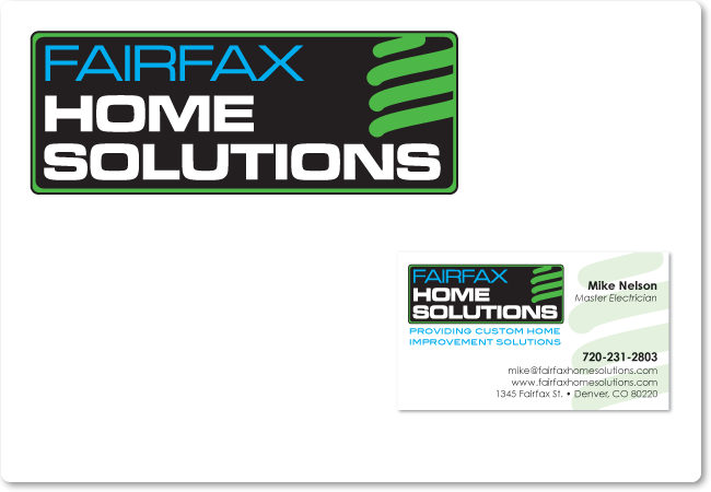 Logo and business card design for Fairfax Home Solutions